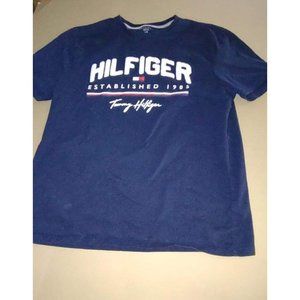 Tommy Hilfiger Navy Blue Big Logo T-shirt Sz L